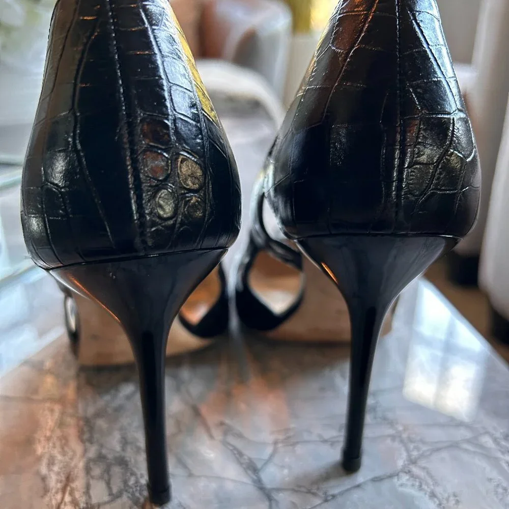 Jimmy Choo Encore Pump in Printed Mock Crock Black 38.5 - Picture 2 of 7